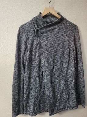 GH Bass Jacket Women Med Gray Black Moto Full Zip with Pockets